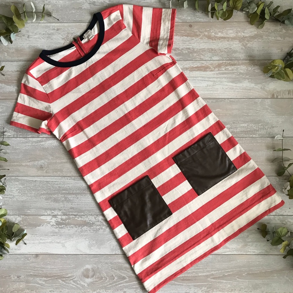 J. Crew Stripped Leather Pocket Dress